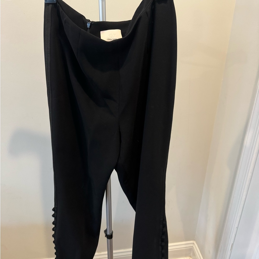 cinq a sept Black Tailored Trousers with Button Trim